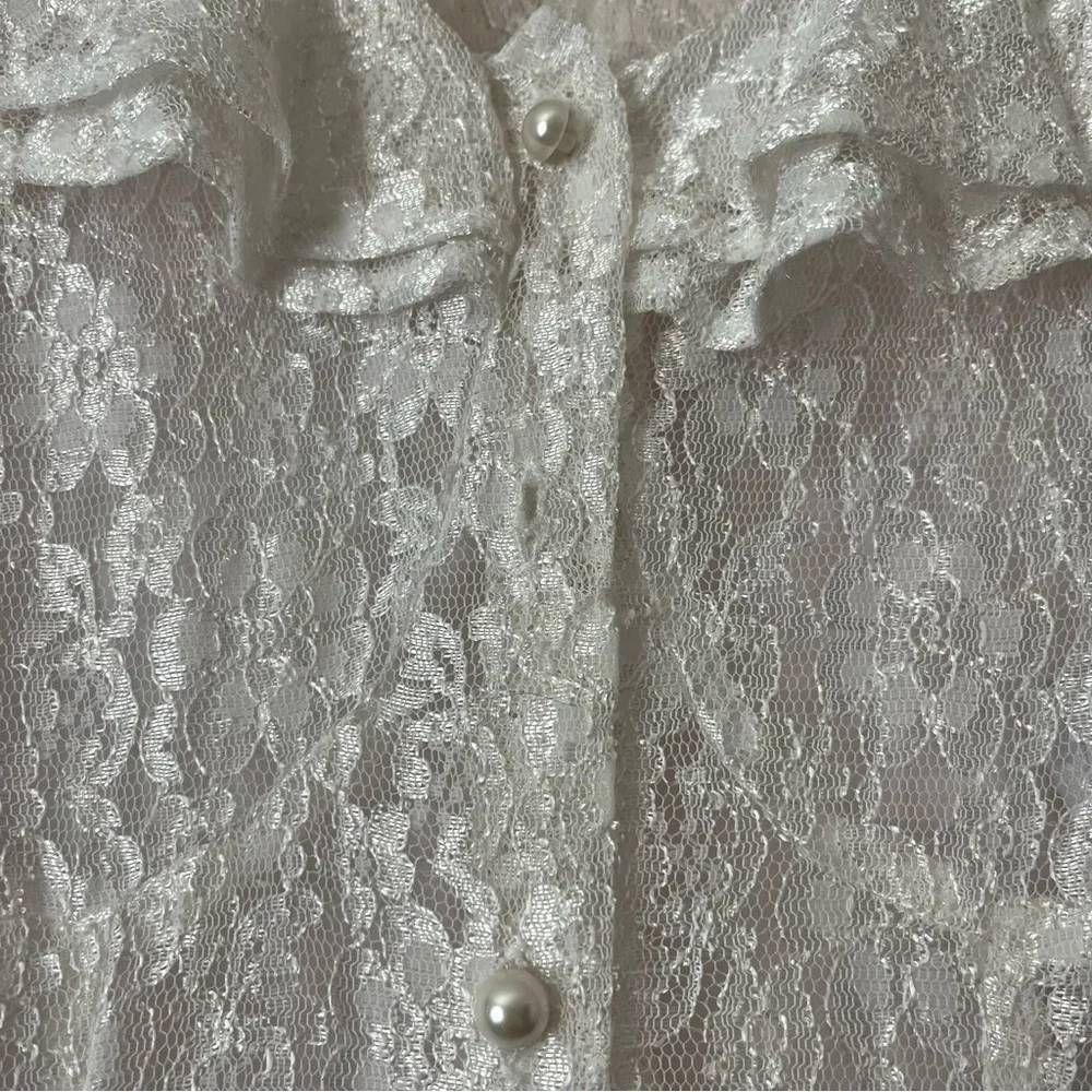 Vintage 90s SWAT Girls Elegant White Lace Button Up Dress, Size 8